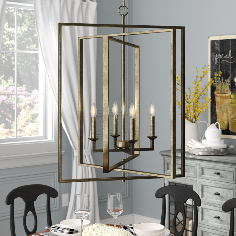 Gracie Oaks Maisie 4Light Candle Style Rectangle/Square Chandelier